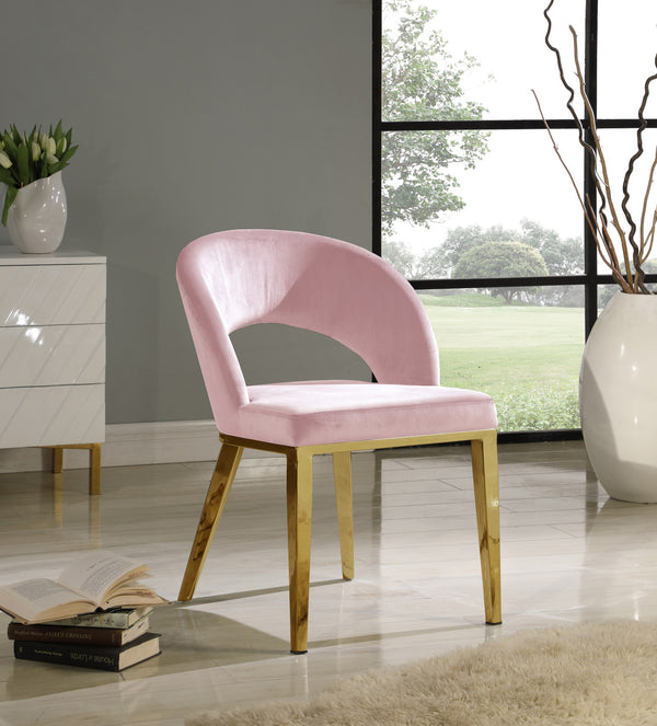 Caroline Dining Chair In Pink Velvet