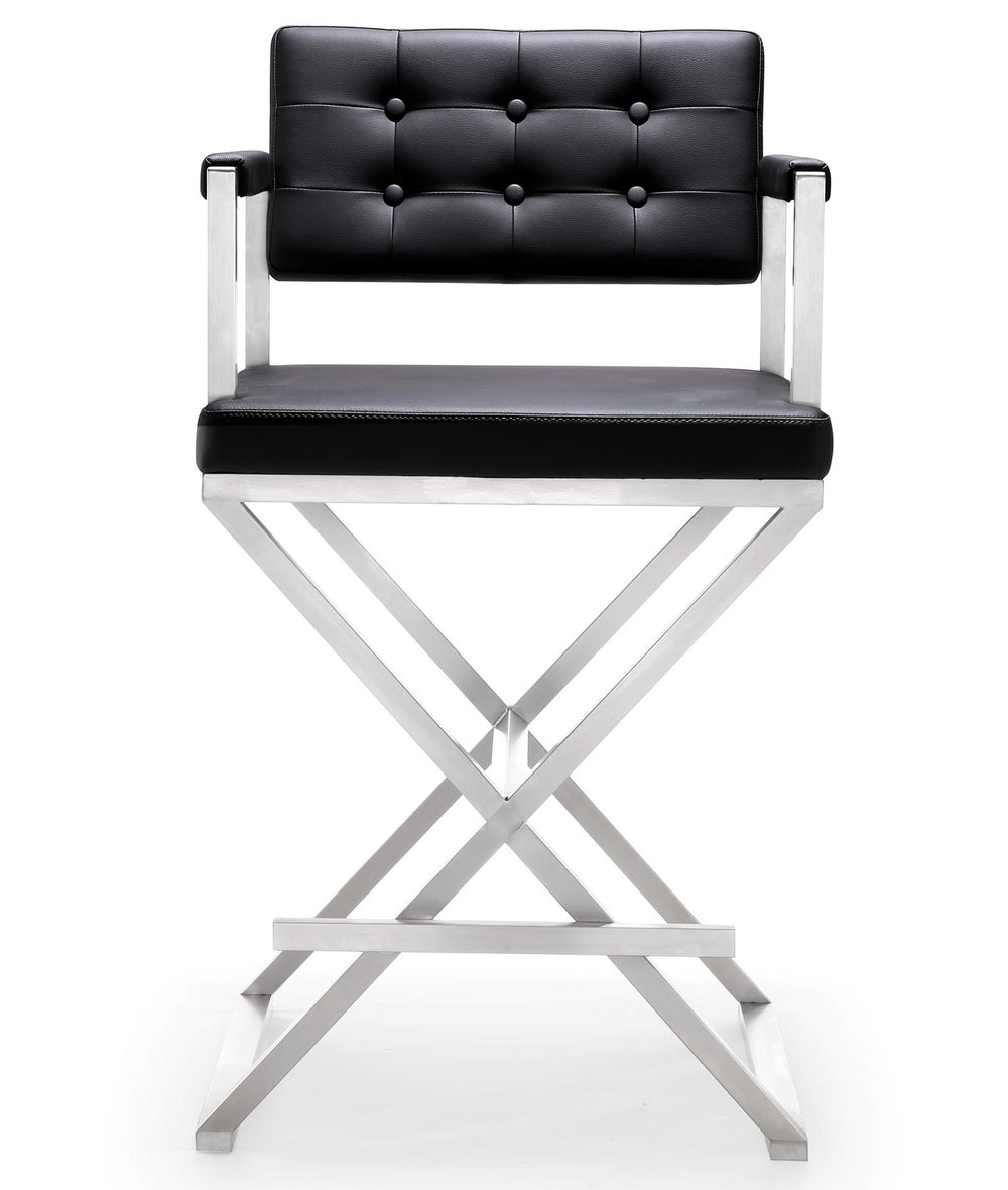 Director Black Stainless Steel Counter Stool