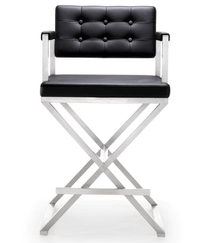 Director Black Stainless Steel Counter Stool
