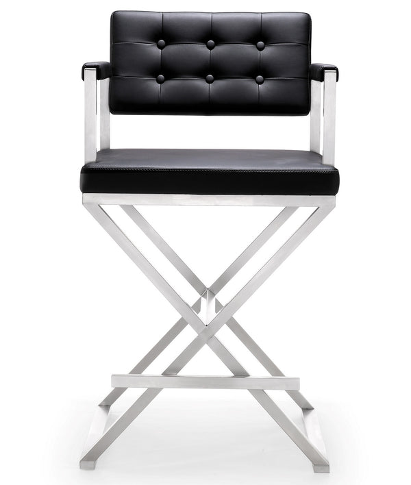 Director Black Stainless Steel Counter Stool