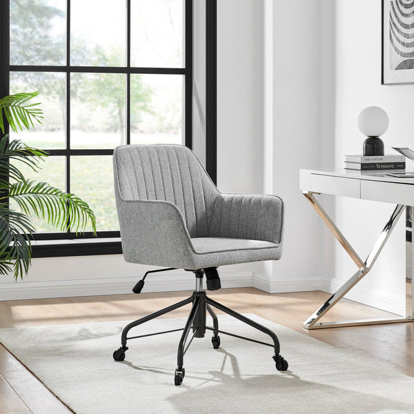 Thompson Fabric Swivel Office Arm Chair In Strata Gray
