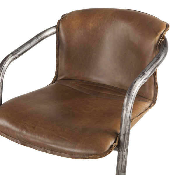 Portofino Distressed Chestnut Leather Bar Chair