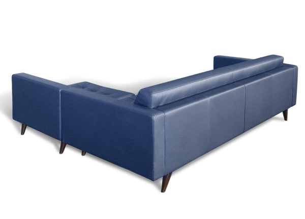 Brio leather sofa and chair in blue leather