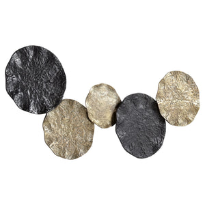 Conch Blk & Gold Wl Art in Antique Silver Antique Brass and Black