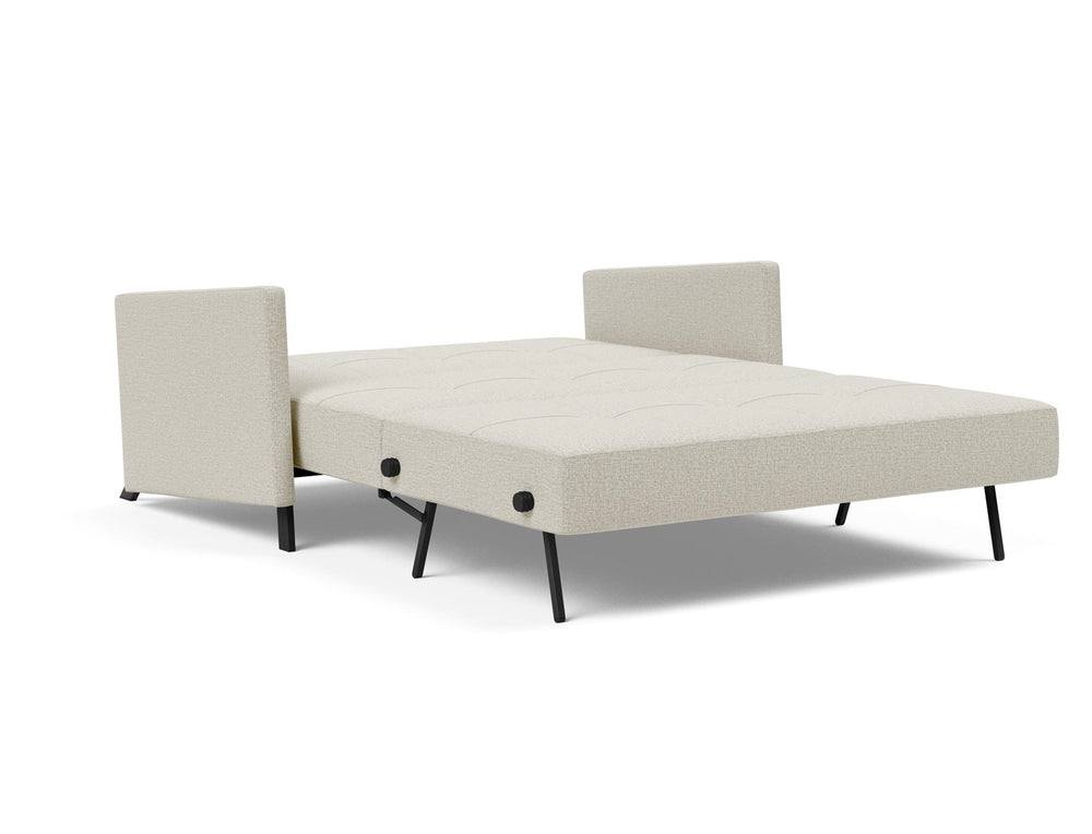 CUBED FULL SOFA BED in MIXED DANCE NATURAL FABRIC WITH Black Steel LEGS 527