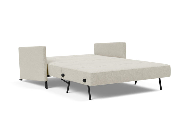 CUBED FULL SOFA BED in MIXED DANCE NATURAL FABRIC WITH Black Steel LEGS 527