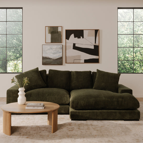 Moe's Plunge Sectional with Flip Chaise in Dark Green