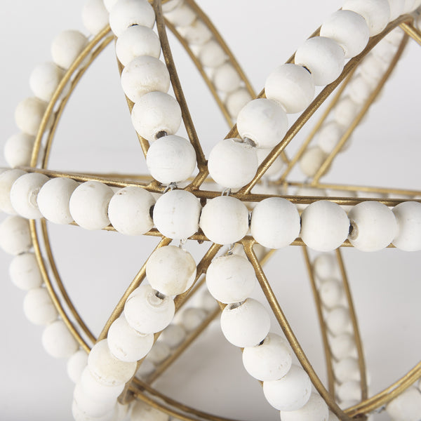 Espanlade II Large 11L x 11W White Wooden Beaded Orb