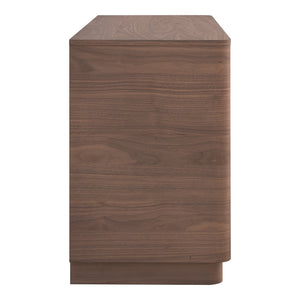 Moe's Round Off Six-Drawer Walnut Dresser
