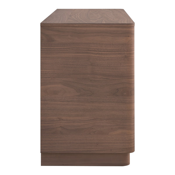 Moe's Round Off Six-Drawer Walnut Dresser
