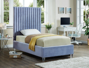 Fredrick Twin Bed In Sky Blue Velvet