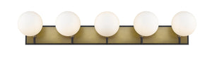 Parsons 5 Light Vanity in Matte Black + Olde Brass Finish