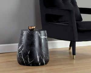 Aries Side Table - Marble Look - Black