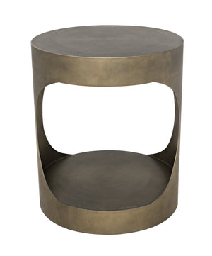 Eclipse Round Side Table, Metal with Aged Brass Finish