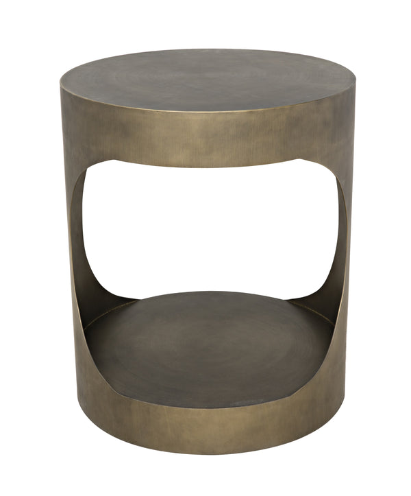 Eclipse Round Side Table, Metal with Aged Brass Finish