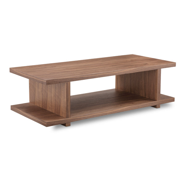 Miri Coffee Table in Walnut with Open-Shelf Design