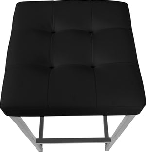 Pearl Stool In Black Faux Leather and Chrome