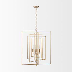 Colleen Antiqued Gold Metal 4-Light Chandelier
