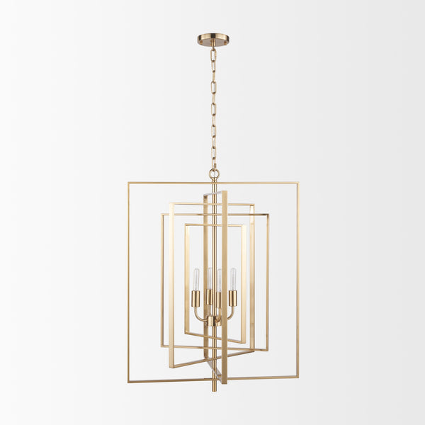 Colleen Antiqued Gold Metal 4-Light Chandelier