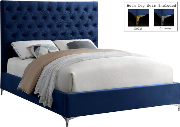 Robin Full Bed In Navy Velvet