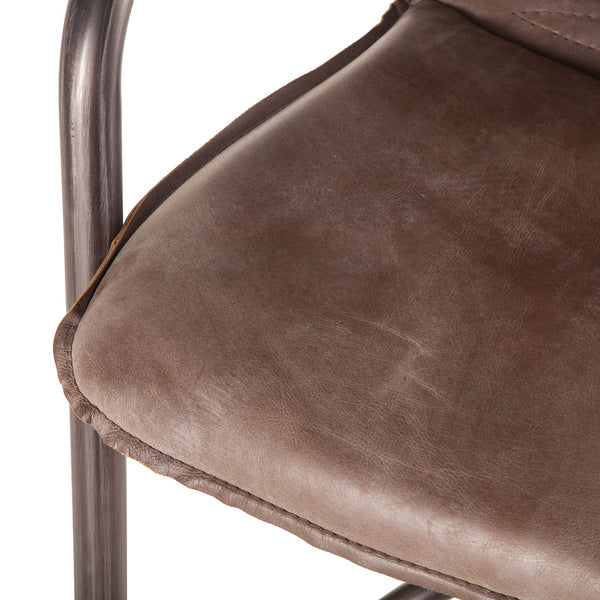 Portofino Distressed Jet Brown Leather Counter Chair