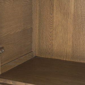 Sina Brown Oak Wood w/ Natural Rattan 2 Door Curio Cabinet