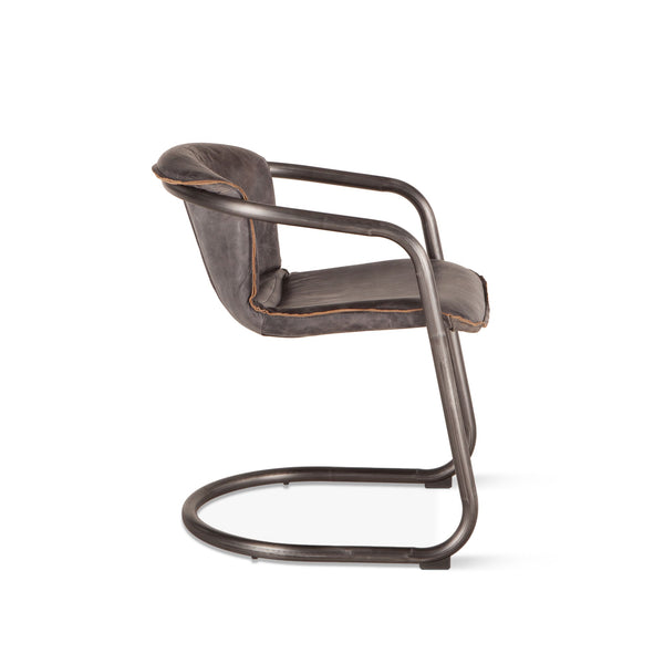 Portofino Distressed Antique Ebony Leather Dining Chair