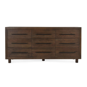 Jaxon Solid Wood 9-Drawer Dresser in Cocoa Brown