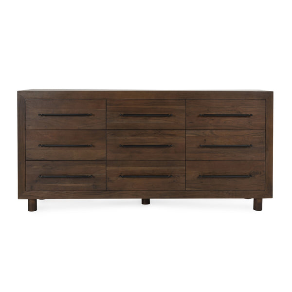 Jaxon Solid Wood 9-Drawer Dresser in Cocoa Brown
