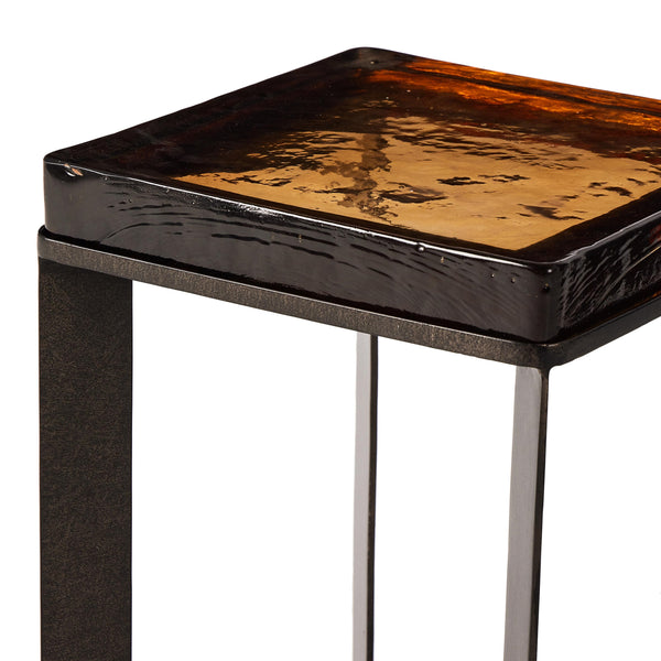 Lennie Cast Glass End Table in Amber