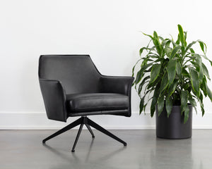 CROSBY SWIVEL LOUNGE CHAIR - ALPINE BLACK LEATHER