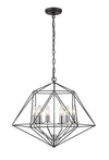 Geo 6 Light Chandelier in Matte Black + Chrome Finish