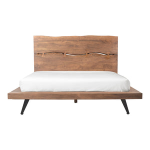 Madagascar King Platform Bed in Brown Acacia