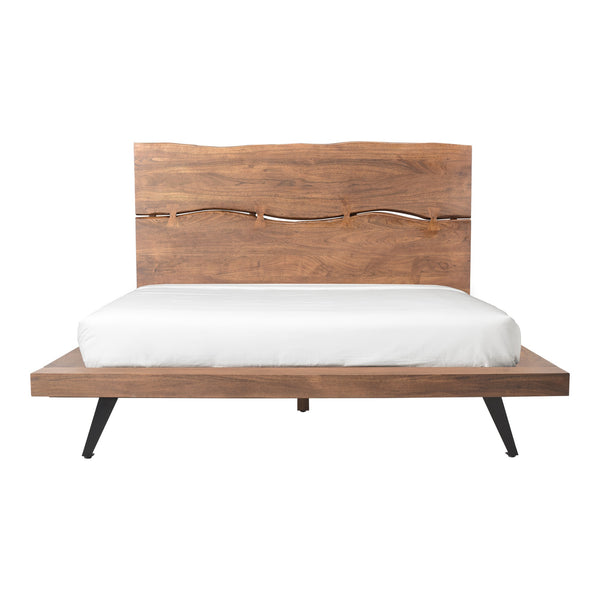 Madagascar King Platform Bed in Brown Acacia