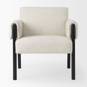 Ashton Beige Twill Fabric w/ Black Wood Accent Chair