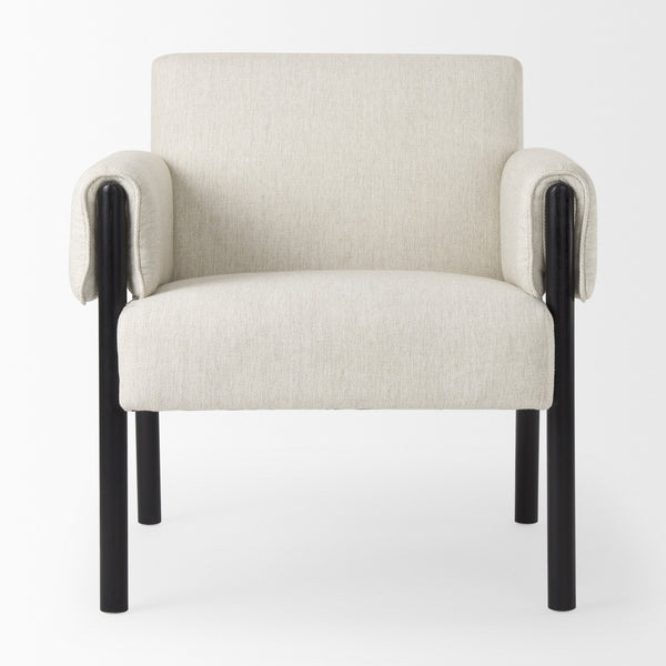 Ashton Beige Twill Fabric w/ Black Wood Accent Chair