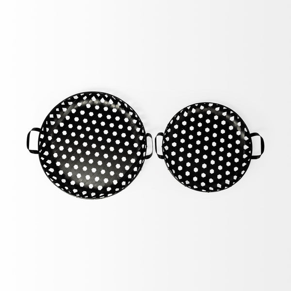 Lito (Set of 2) Black Woven Metal Round Serving Trays