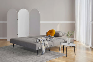 CUBED FULL SOFA BED in MIXED DANCE GREY FABRIC WITH Chrome legs 521