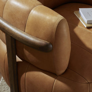Doss Swivel Chair In Terra Brown Oak