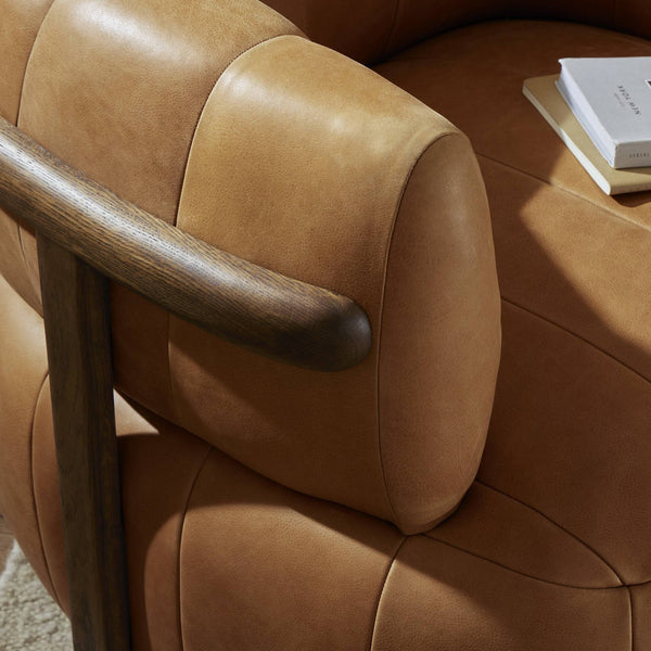 Doss Swivel Chair In Terra Brown Oak