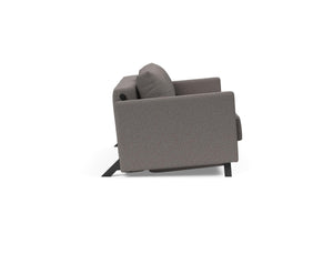 CUBED FULL SOFA BED in MIXED DANCE GREY FABRIC WITH Black Steel LEGS 521
