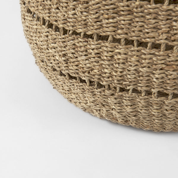 Hayes 17.7L x 17.7W x 11.8H (Set of 2) Medium Brown Seagrass Round Basket with Stripe Pattern