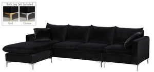Lucy 2pc. Reversible Sectional In Black Velvet
