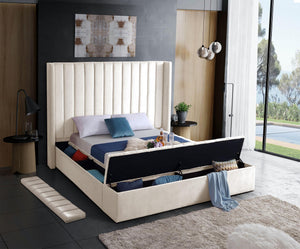 Joanne King Bed In Cream Velvet