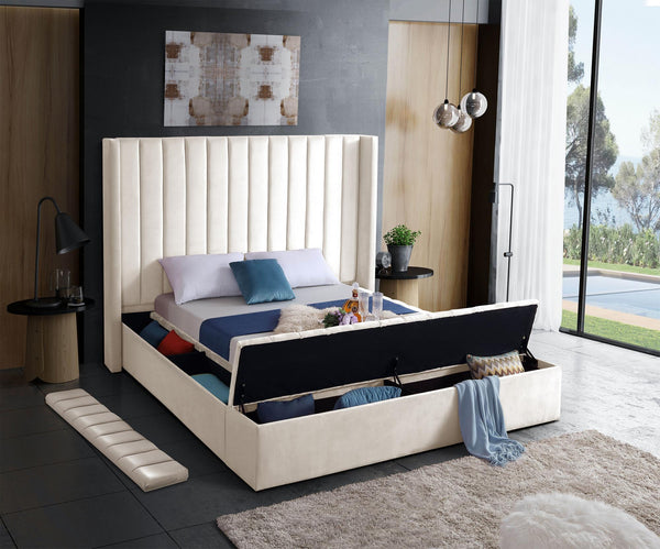 Joanne King Bed In Cream Velvet