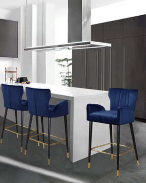 Alonzo Stool In Navy Velvet