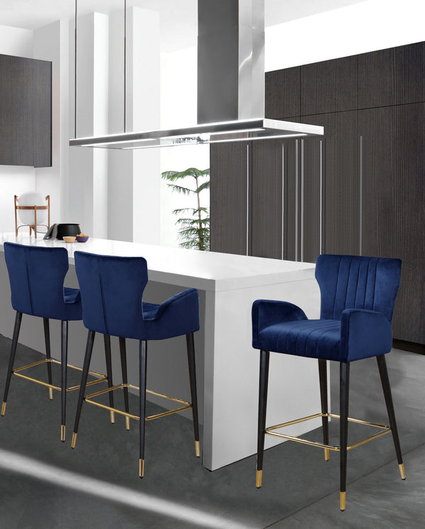 Alonzo Stool In Navy Velvet