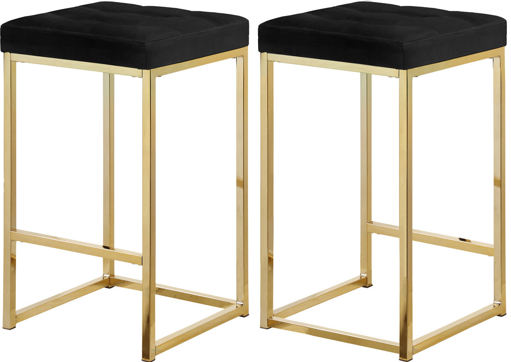 Pearl Stool In Black Velvet and Gold