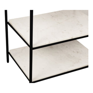 Trine White Marble & Iron Nightstand