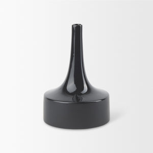 Burton 11.6H Medium Glossy and Matte Black Ceramic Jug Vase